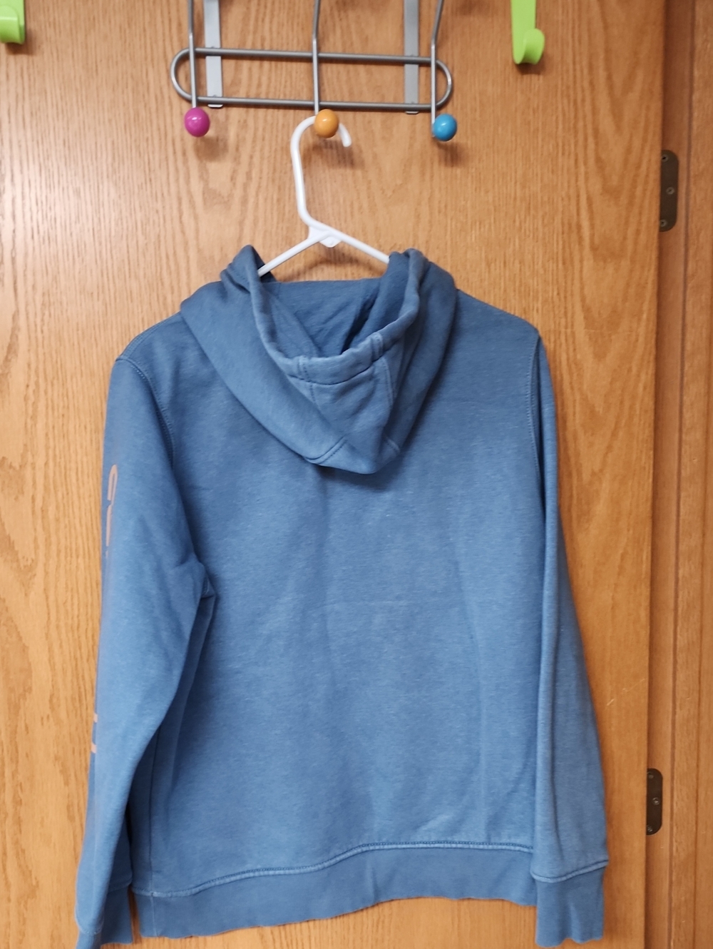 Carhartt womens Slate Blue Crewneck Hoodie with Tan Logo L number 1114 - Picture 5 of 6